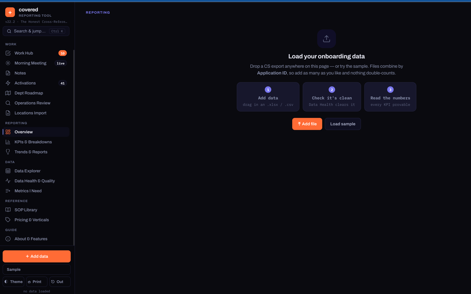 Command center for a client onboarding team screenshot
